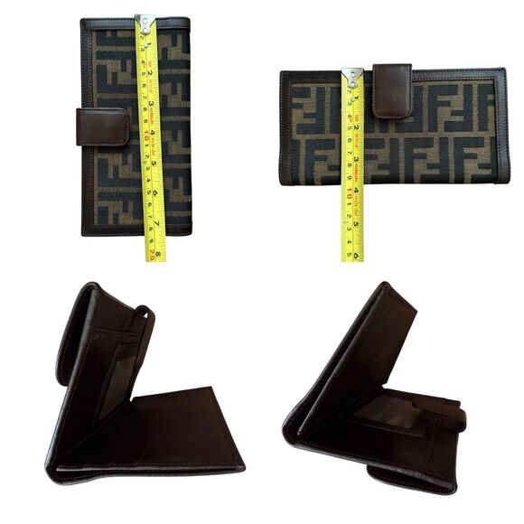 Authentic Fendi Zucca Monogram Canvas And Brown Leather Long Wallet Women’s - Picture 6 of 7